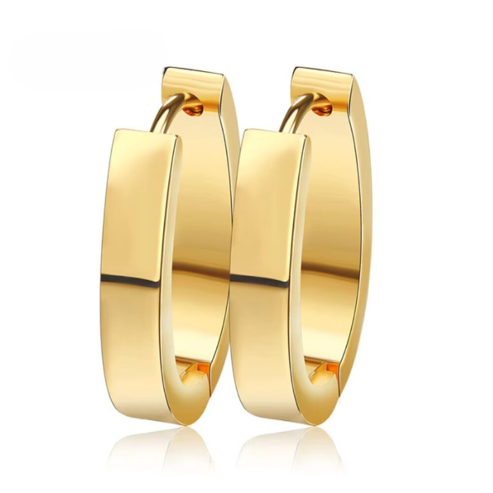 Medium Size Steele 18k Gold Filled Huggie Earrings